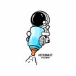 cartoon astronaut illustration vector, vector child spaceman