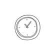 Wall clock face hand drawn icon or symbol, doodle vector illustration isolated.