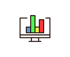 Fototapete - Graph flat icon. Thin line signs for design logo, visit card, etc. Single high-quality outline symbol for web design or mobile app. Graph outline pictogram.