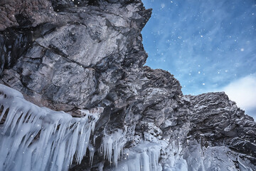 Wall Mural - winter landscape nature lake baikal shamanka rock olkhon island