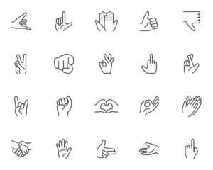 Wall Mural - Hand gestures line icons set