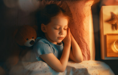 Wall Mural - child is sleeping in the bed