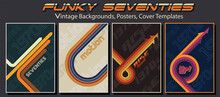 1970s Backgrounds, Patterns, Covers. Vintage Style Color Lines And Arrows