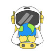illustration of an astronaut holding the earth. fun art for sticker and clip art