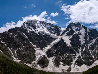 Wall Mural - Greater Caucasus Range.  Glacier Seven on mount Donguz-Orun in Elbrus region. Summer landscape