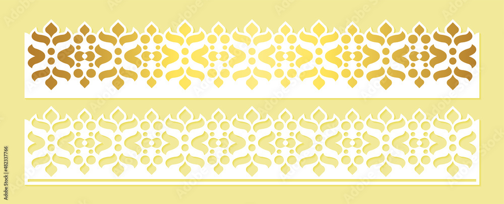 Gold border decorative paper cut lines Stock Vector | Adobe Stock