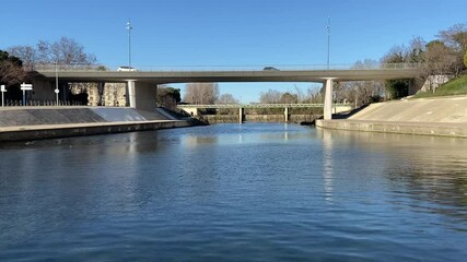 Canvas Print - Rivière le Lez à Montpellier, Occitanie