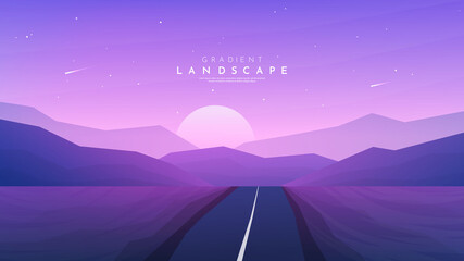 Wall Mural - vector illustration. journey concept. background with perspective effect. wilderness. desert scene w