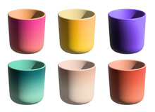 Set Of Colorful 3d Mugs