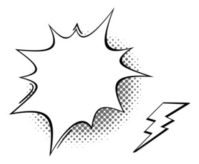 Poster - Empty boom bubble with dot pattern shadow and flash sign