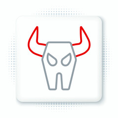 Poster - Line Buffalo skull icon isolated on white background. Colorful outline concept. Vector