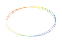 Rainbow Colored Round Brush Painted Ink Stamp Circle Banner On White Background	