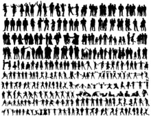 Collection People Set Silhouette,on White Background,vector,isolated