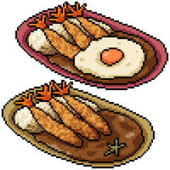 Wall Mural - pixel art japanese curry rice