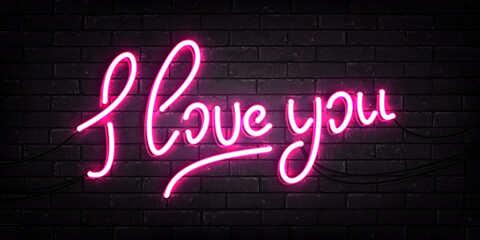 Wall Mural - vector realistic isolated neon sign of i love you on the wall background. concept of valentine's day