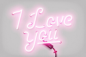 Wall Mural - vector realistic isolated neon sign of i love you on the white background. concept of valentine's da
