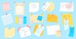 © ssstocker - Cartoon sticky notes. Cute scrap notepad for noting, coloured isolated sticker, paper list school notebook, noticeboard, office memo stickers, vector illustration