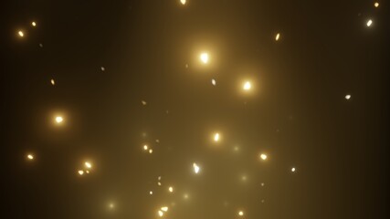 Premium gold particles spreading up with yellow glitter for holiday celebration, web design and custom wallpaper.