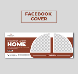 Luxury real estate home building facebook cover banner template