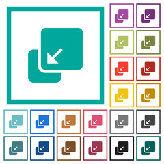 Poster - Collapse element solid flat color icons with quadrant frames