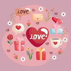 Sticker - eight valentines day icons