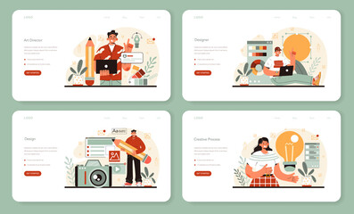 Poster - Designer web banner or landing page set. Art director working on media content