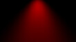 Empty black background with red neon spotlight with copy space. Lighting effect red color glow on black wall background. Royalty high-quality free stock photo of lights blank background for design