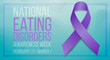 © Elena - National eating disorders awareness week concept. Banner template with purple ribbon and text. Vector illustration