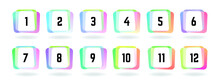 Number Bullet Points 1 To 12. Trendy Round Shapes. Modern Colorful Markers.