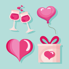 Poster - four valentines day icons