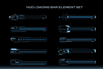 Leinwandbilder - HUD Futuristic Loading Bars UI Processing Status Set. Digital Scifi Technology Number Percentage Progress Display Vector