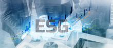 ESG Concept As Environmental And Social Governance With Business. Website Banner