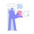 © Pro_Vector - Flat modern character hold puzzle elements. Teamwork metaphor, Teamwork and collaboration concept. Business Concept illustration with man taking part in business activities