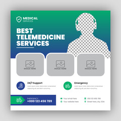 Medical healthcare square flyer social media post web promotion banner template