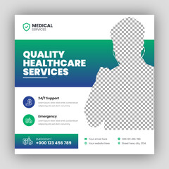 Wall Mural - Medical healthcare square flyer social media post web promotion banner template