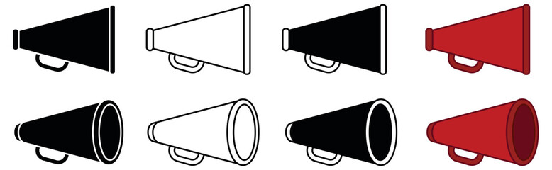 Sticker - Cheerleader Megaphone Clipart Set - Outline and Silhouette