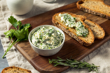 Canvas Print - Healthy Homemade Herb Butter and Bread