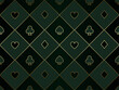 Black and green seamless pattern fabric poker table. Minimalistic casino vector background with golden line poker card symbol texture