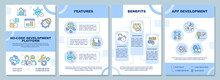 No Code Platforms Brochure Template. Web 3 0. Booklet Print Design With Linear Icons. Vector Layouts For Presentation, Annual Reports, Ads. Arial-Black, Myriad Pro-Regular Fonts Used