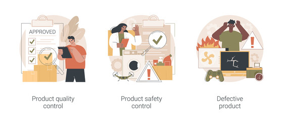 Fototapete - product manufacturing abstract concept vector illustration set. product quality and safety control, 