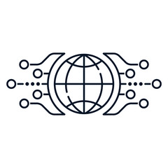 Poster - Concept of digital world, global internet network. Business logo. Technology design elements. Vector icon isolated on white background.