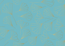 Golden Gingko Leaves Seamless Pattern- Vector Illustration