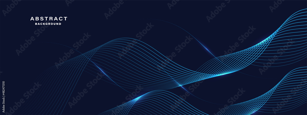 Abstract blue background with flowing lines. Dynamic waves. vector ...