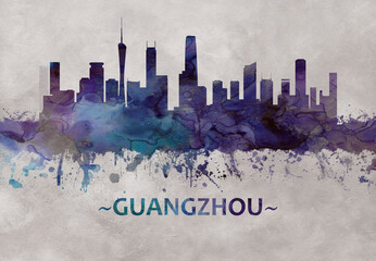 Fototapete - Guangzhou china skyline