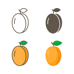 Wall Mural - Apricot vector icon set. Isolated Simple illustration