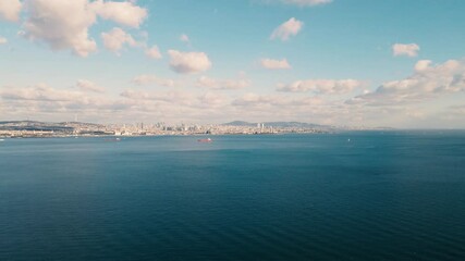 Wall Mural - empty sea view from above with small islands and ships