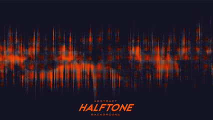 Poster - Abstract vector torn orange halftone sound wave. Scrathed dotted texture element.