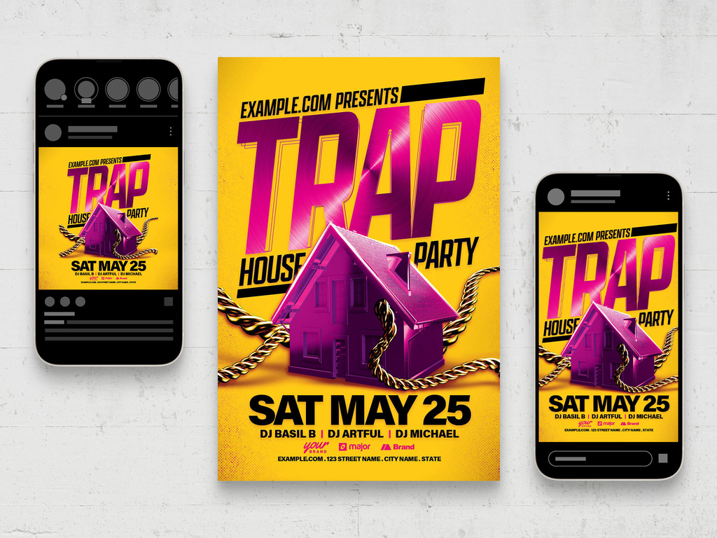 Trap House Hip Hop Party Flyer modele Stock Adobe Stock