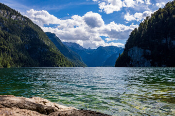 Wall Mural - Beautiful mountain lake Königssee in summer, near to Village Schönau in Berchtesgaden, Bavaria, Germany