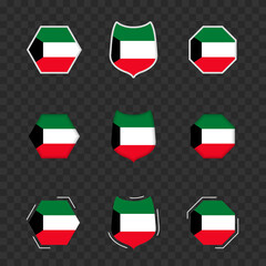 Sticker - National symbols of Kuwait on a dark transparent background, vector flags of Kuwait.